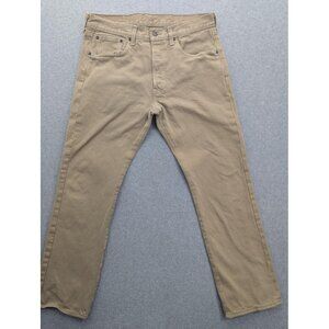 Levis 501 Jeans Mens 32x29 Khaki Brown Button Fly Straight Leg Cotton Denim